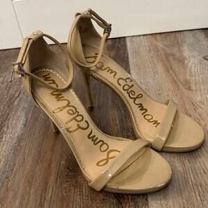 Sam Edelman Patti Ankle Strap stiletto heels nude patent 3 inch heel size 7 GUC